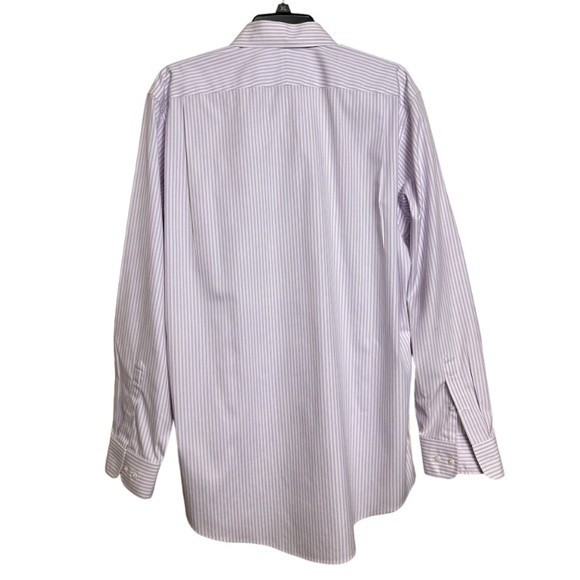 Nordstrom Striped Dress Shirt Button Down White Lavender 100% Cotton size 16.5 - Picture 4 of 12